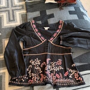 Black and Pink Embroidered Women's Top from Sundance